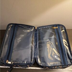Skin Better Navy Gold Zippered Travel Makeup Bag 9” x 6.5” NEW